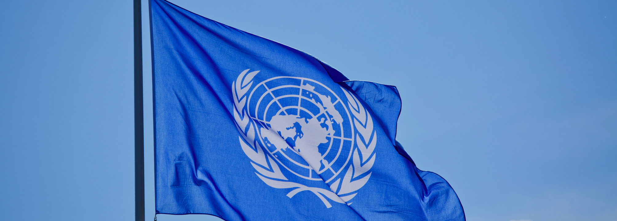 FN:s Förenta Nationerna flagga.