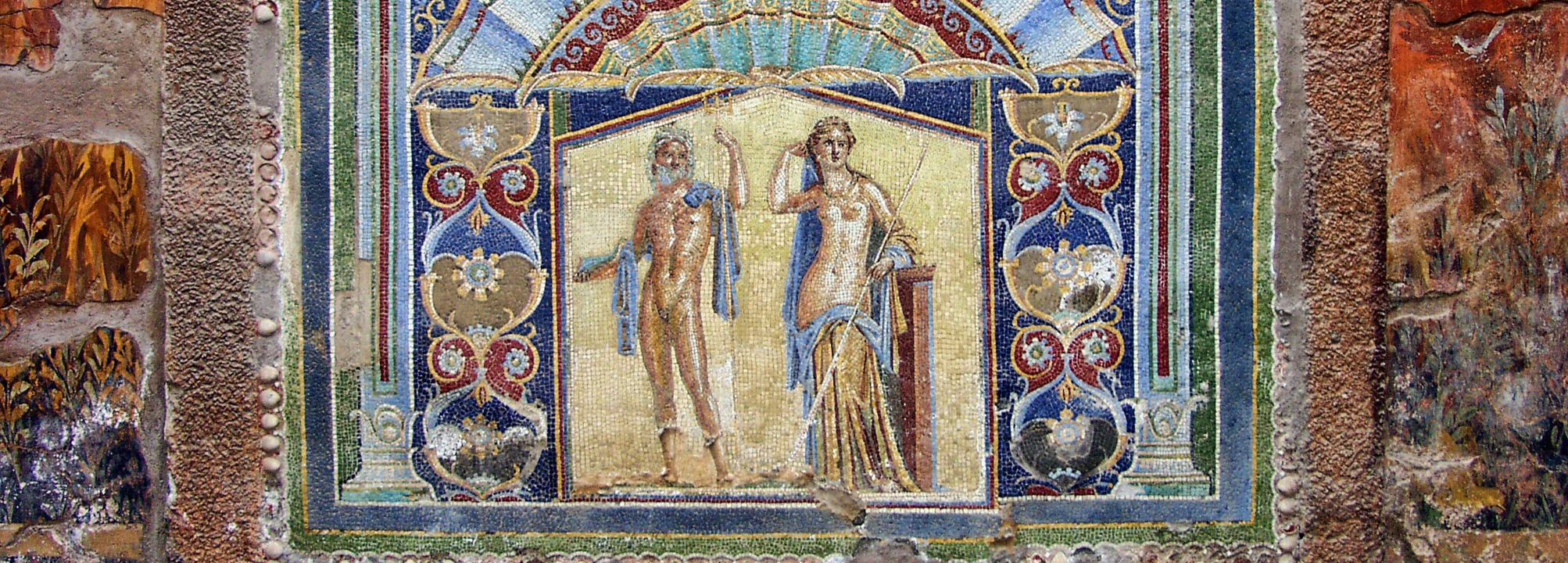 Mosaikvägg från Herculaneum i Italien.